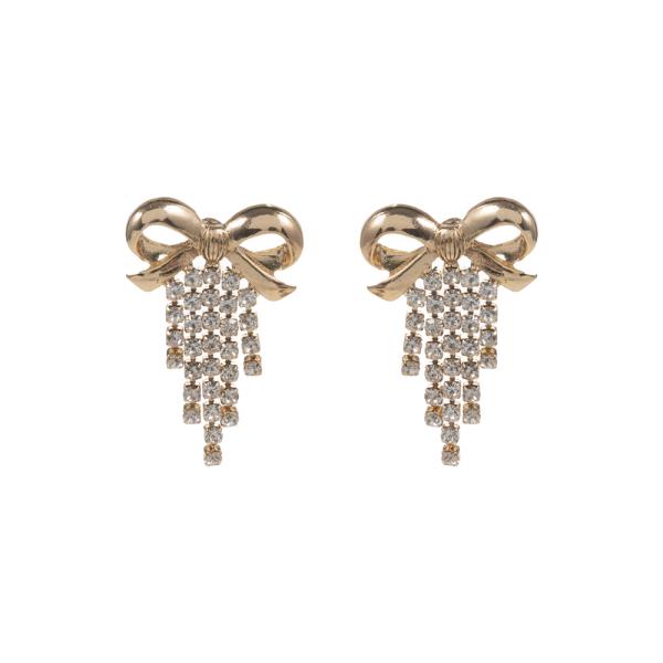 BOW SHAPED STONE POST EARRING