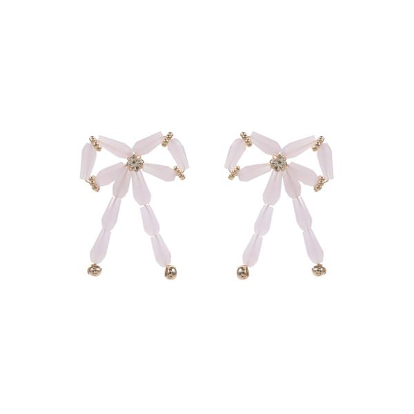 BOW SHAPED GLASS BEAD POST EARRING