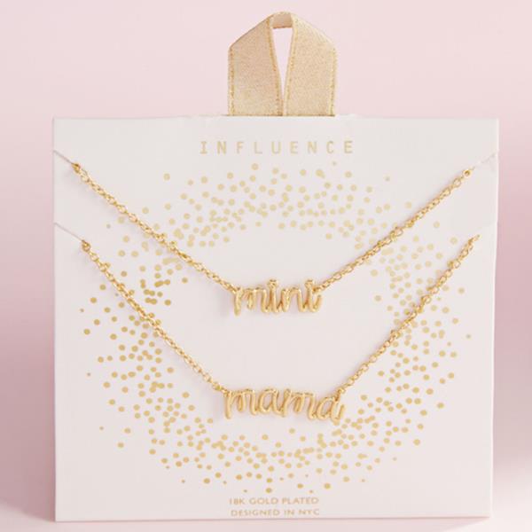 MAMA & MINI BRASS WITH 18K GOLD DIPPED NECKLACE