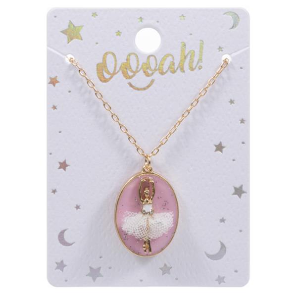 FOR KIDS OVAL SHAPED BALLERINA CHARM SHORT NECKLACE