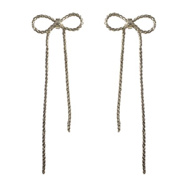 METAL RIBBON BOW POST EARRING