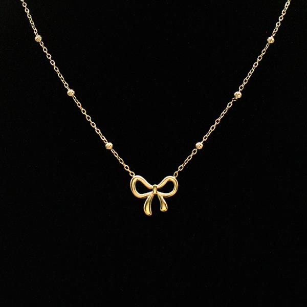 SECRET BOX STAINLESS STEEL RIBBON BOW NECKLACE