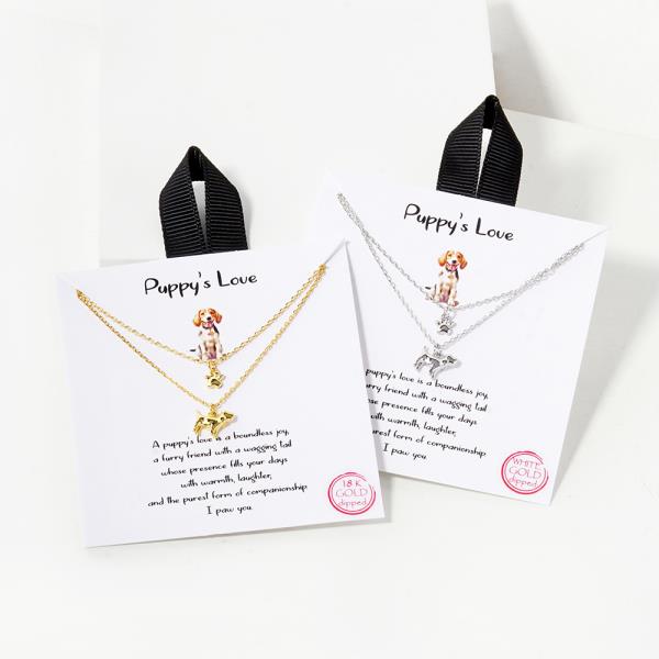 18K GOLD RHODIUM DIPPED PUPPYS LOVE NECKLACE