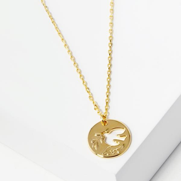 18K GOLD RHODIUM DIPPED PEACE TO THE WORLD NECKLACE