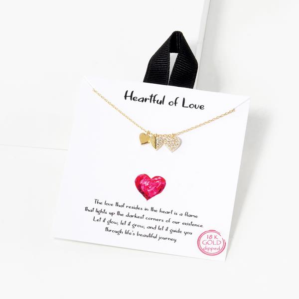 18K GOLD RHODIUM DIPPED HEARTFUL OF LOVE NECKLACE
