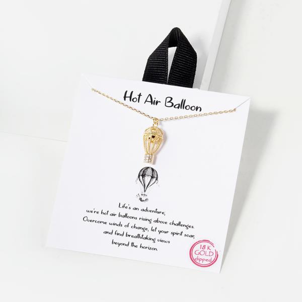 18K GOLD RHODIUM DIPPED HOT AIR BALLOON NECKLACE