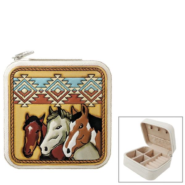 WESTERN TOOLED LEATHER TRAVEL JEWELRY BOX