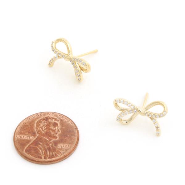 SODAJO CZ GOLD DIPPED BOW EARRING