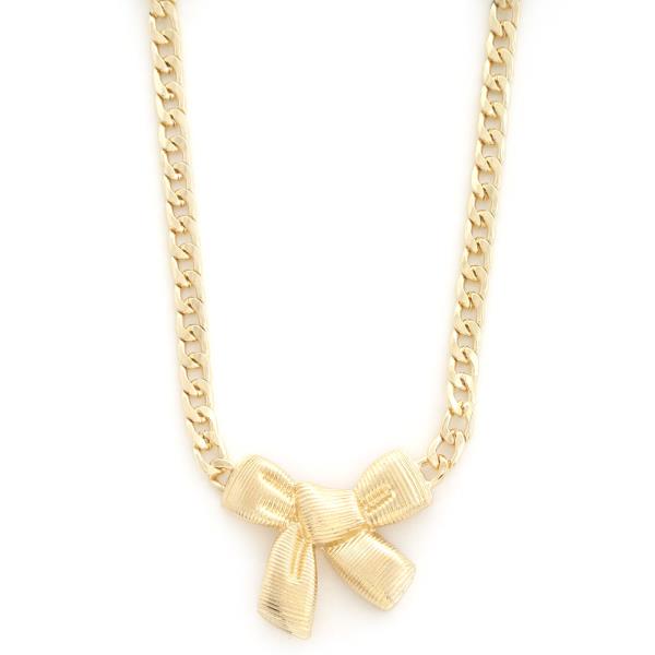 BOW CURB LINK METAL NECKLACE