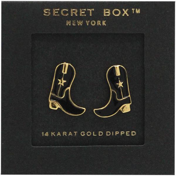 SECRET BOX GOLD DIPPED WESTERN BOOTS STUD EARRING