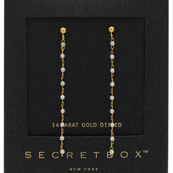 SECRET BOX 14K GOLD DIPPED PEARL DROP EARRING