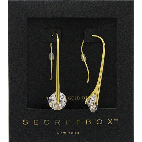 SECRET BOX 14K GOLD DIPPED CRYSTAL HOOK EARRING
