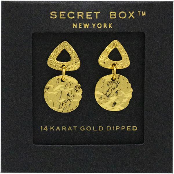 SECRET BOX 14K GOLD DIPPED ROUND TRIDANGLE EARRING
