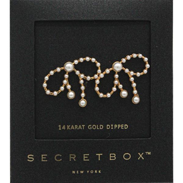 SECRET BOX 14K GOLD DIPPED PEARL RIBBON POST EARRING