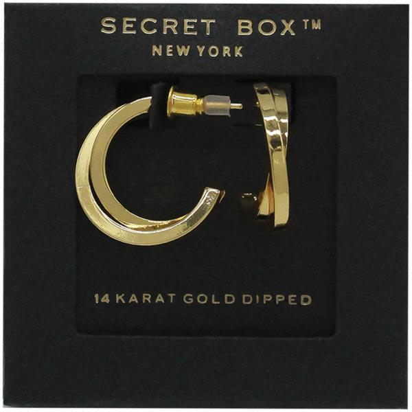 SECRET BOX 14K GOLD DIPPED DOUBLE C HOOP EARRING