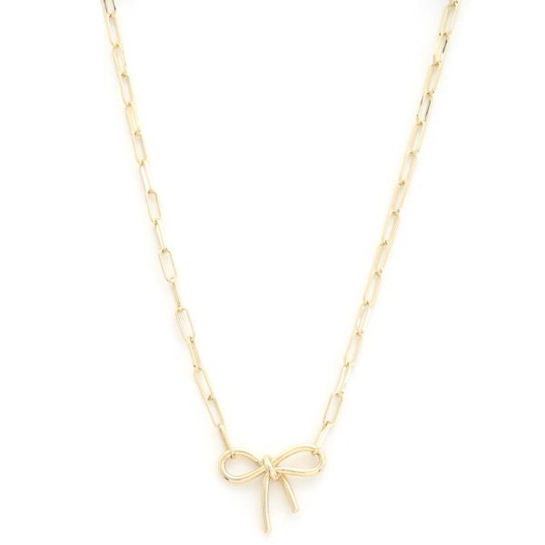 BOW OVAL LINK METAL NECKLACE