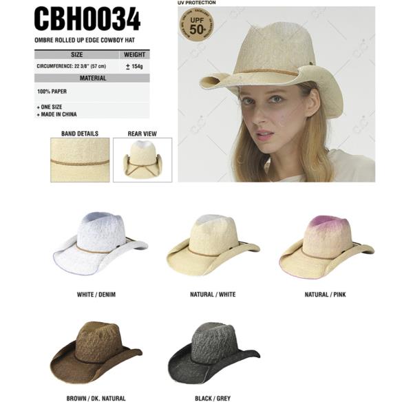 CC OMBRE ROLLED UP EDGE COWBOY HAT