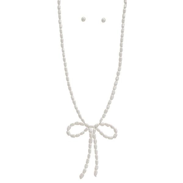 PEARL BEAD BOW NECKLACE
