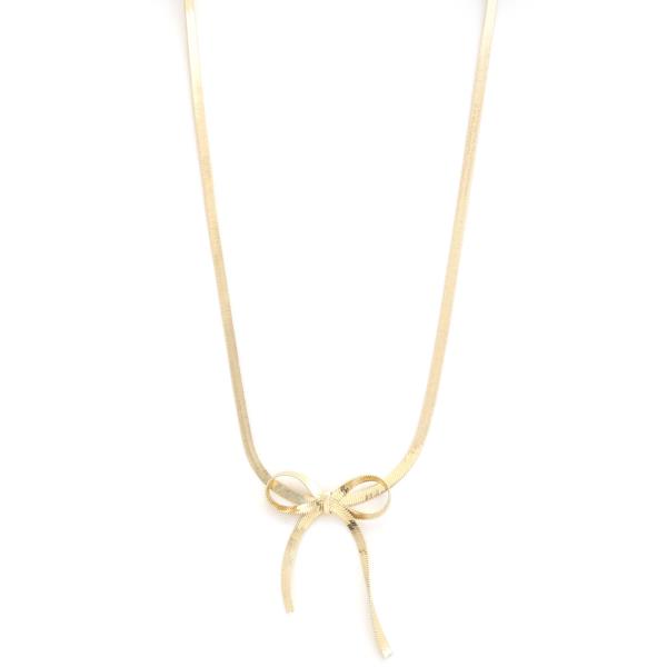 BOW FLAT SNAKE CHAIN METAL NECKLACE