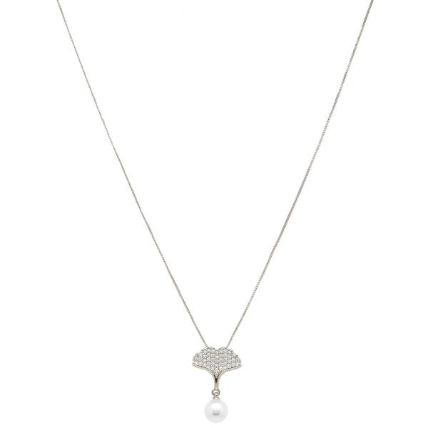 PAVE STONE PEARL DROP NECKLACE