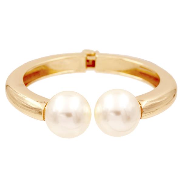 DOUBLE PEARL HINGED CUFF BRACELET