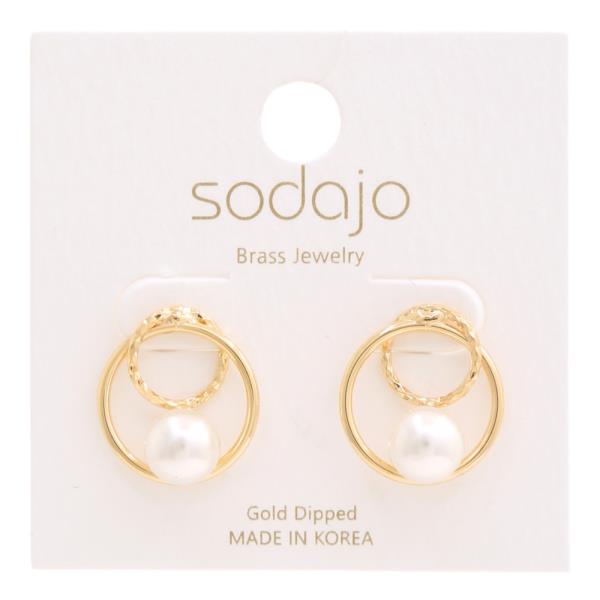 SODAJO GOLD DIPPED BRASS ROUND METAL EARRING