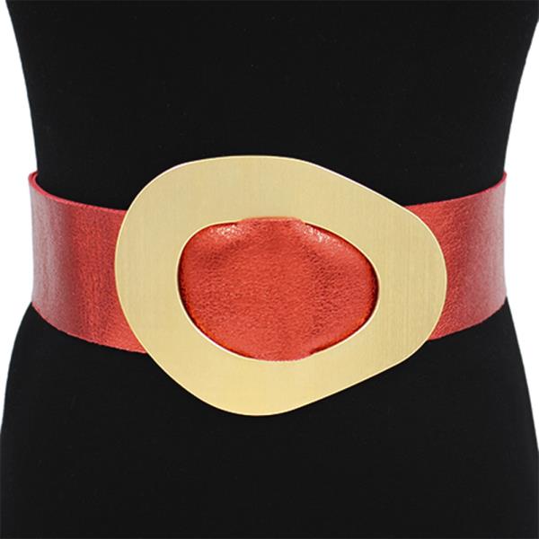 WIDE METAL OVAL BUCKLE BELT