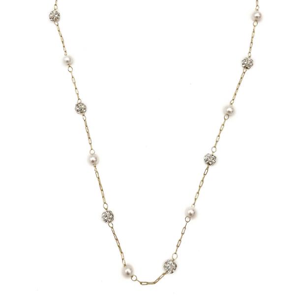 PAVE STONE PEARL NECKLACE