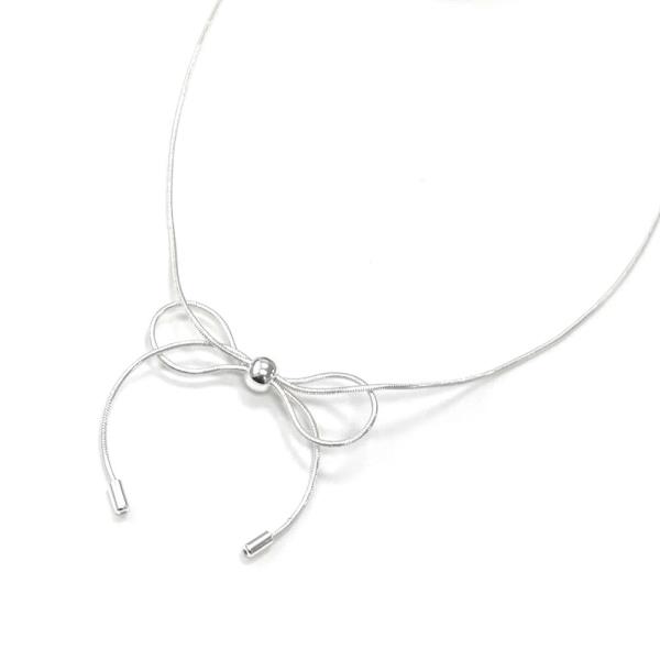 METAL RIBBON BOW NECKLACE