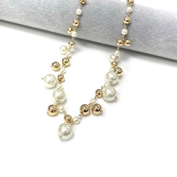 METAL PEARL BALL NECKLACE