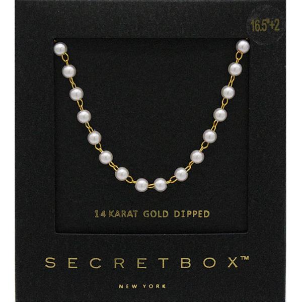 SECRET BOX 14K GOLD DIPPED PEARL NECKLACE