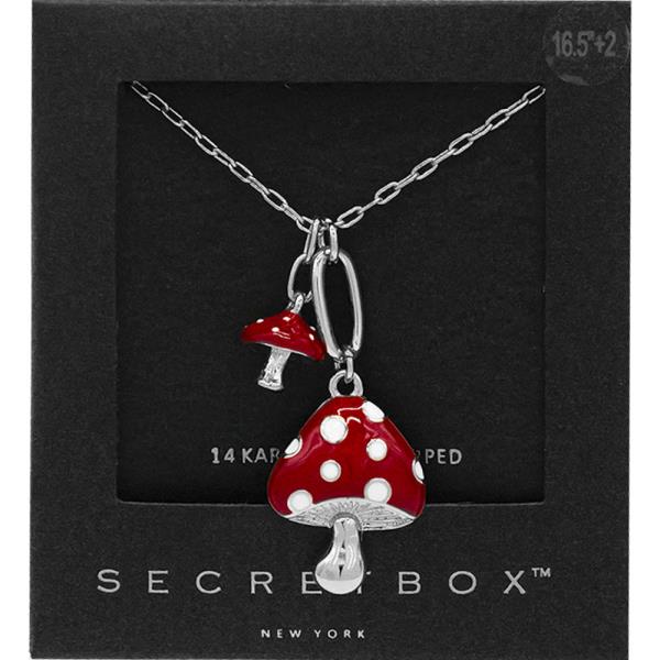 SECRET BOX 14K GOLD DIPPED MUSHROOM PENDANT NECKLACE