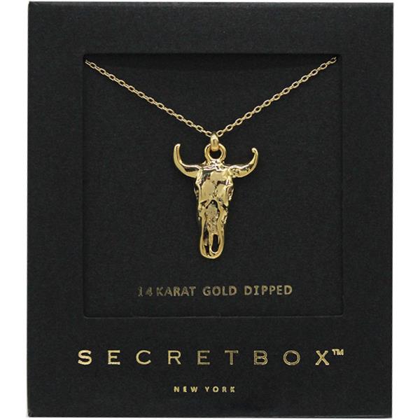 SECRET BOX 14K GOLD DIPPED SKULL PENDANT NECKLACE