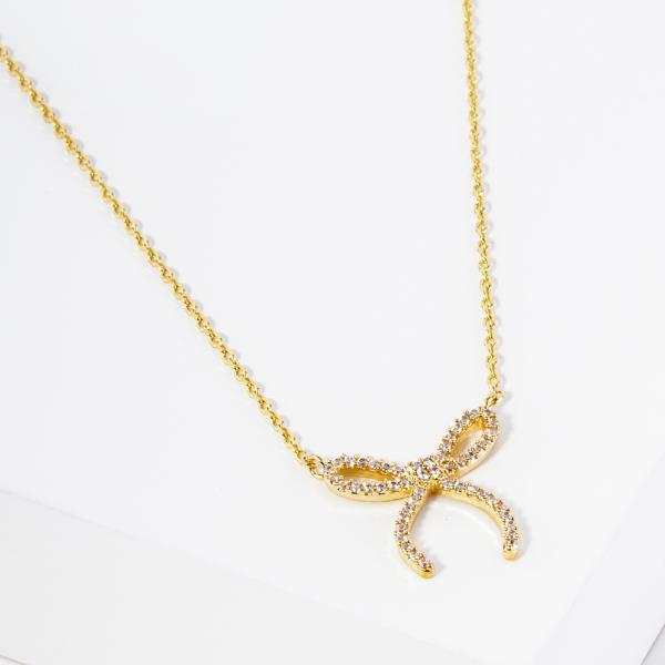 18K GOLD RHODIUM DIPPED BOW KNOT NECKLACE