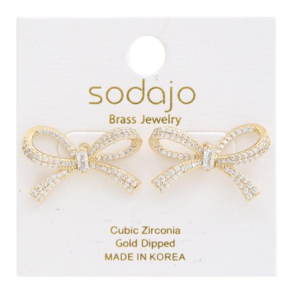 SODAJO CZ BOW GOLD DIPPED EARRING