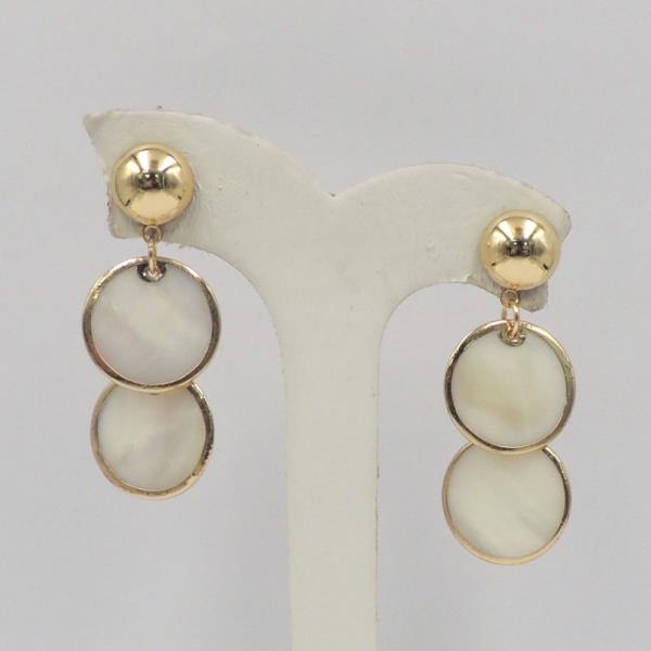 MOTHER OF PEARL DOUBLE ROUND DANGLE EARRING