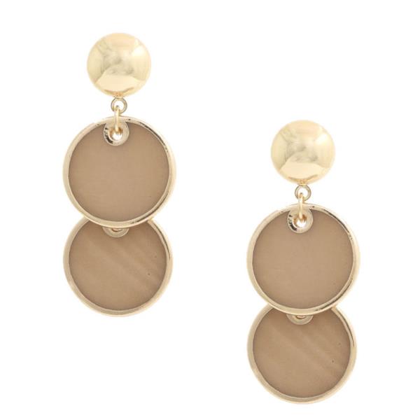 MOTHER OF PEARL DOUBLE ROUND DANGLE EARRING