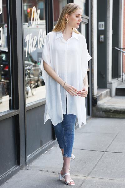 OVERSIZED LONG SLEEVELESS SHIRT