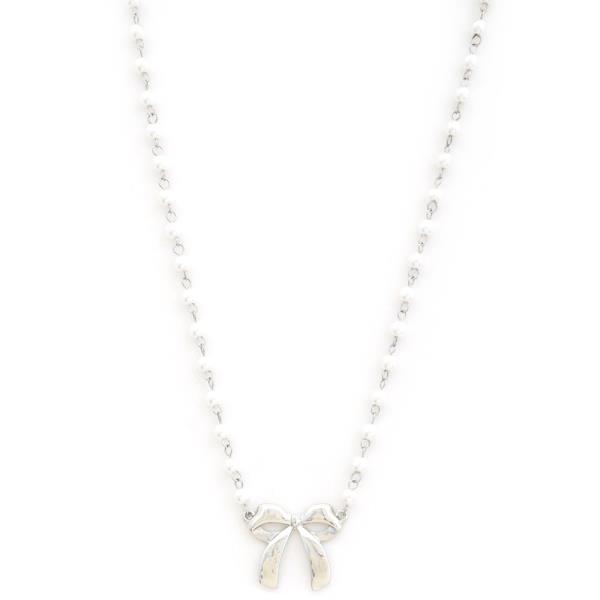 BOW PEARL BEAD NECKLACE