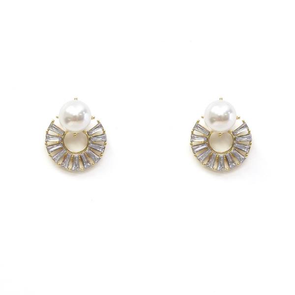 PEARL STONE ROUND POST EARRING
