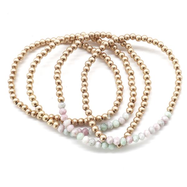 METAL BALL STRETCH MULTI BRACELET SET