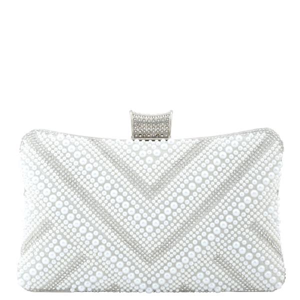 PEARL RHINESTONE CLUTCH CROSSBODY