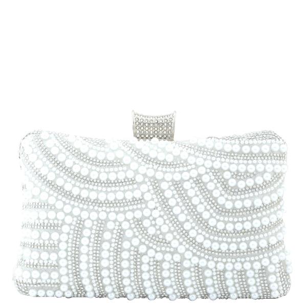 PEARL RHINESTONE CLUTCH CROSSBODY