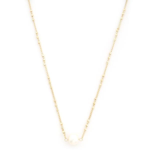 PEARL BEAD BALL LINK NECKLACE
