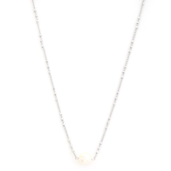 PEARL BEAD BALL LINK NECKLACE