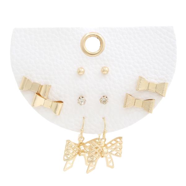 BOW METAL ASSORTED EARRING SET