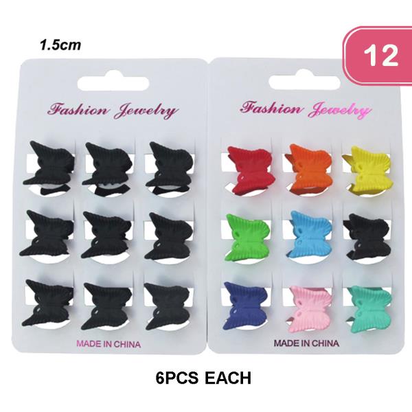 BUTTERFLY MINI HAIR CLIPS (12 UNITS)