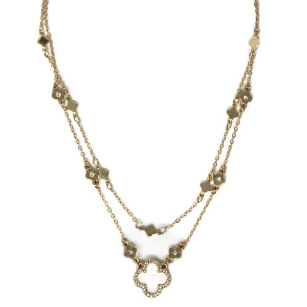 METAL CHAIN CLOVER STATION NECKLACE