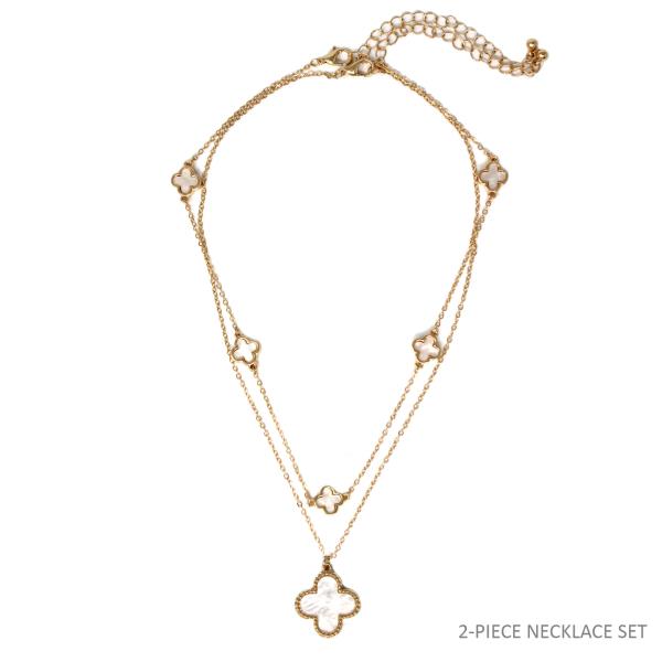 METAL CHAIN CLOVER STATION NECKLACE