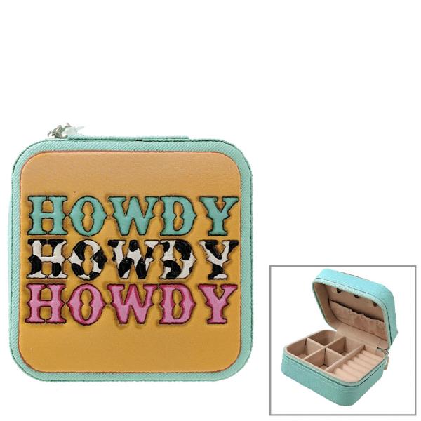 HOWDY WESTERN TOOLED LEATHER TRAVEL JEWELRY BOX